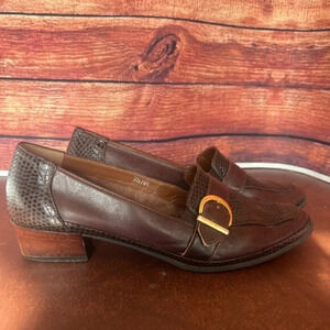 Roberto Capucci Brown Leather Heeled Loafer Shoe